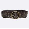 Meier Belt, Heavy Metal Bronze Buckle, Trendy Rivets, Cut Out, Multi-hole, Waist Tightening