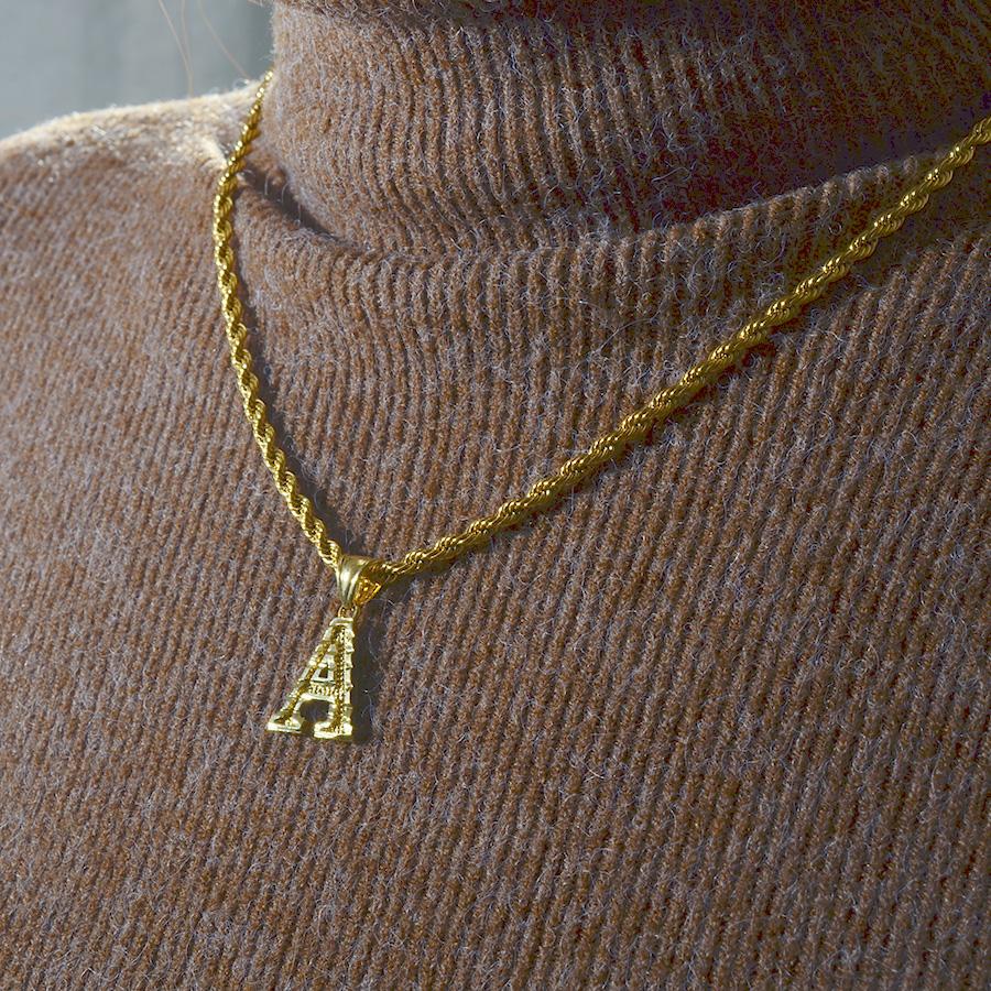 Anniyo AZ Letters Kettingen Dames Heren Verguld Initial Hanger Touwketting Engelse Letter Sieraden Alfabet Afrikaans #058002B