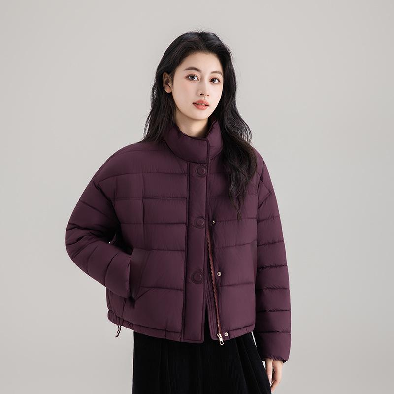 Women’s Short Quilted Stand Collar Windproof Warm Winter Jacket