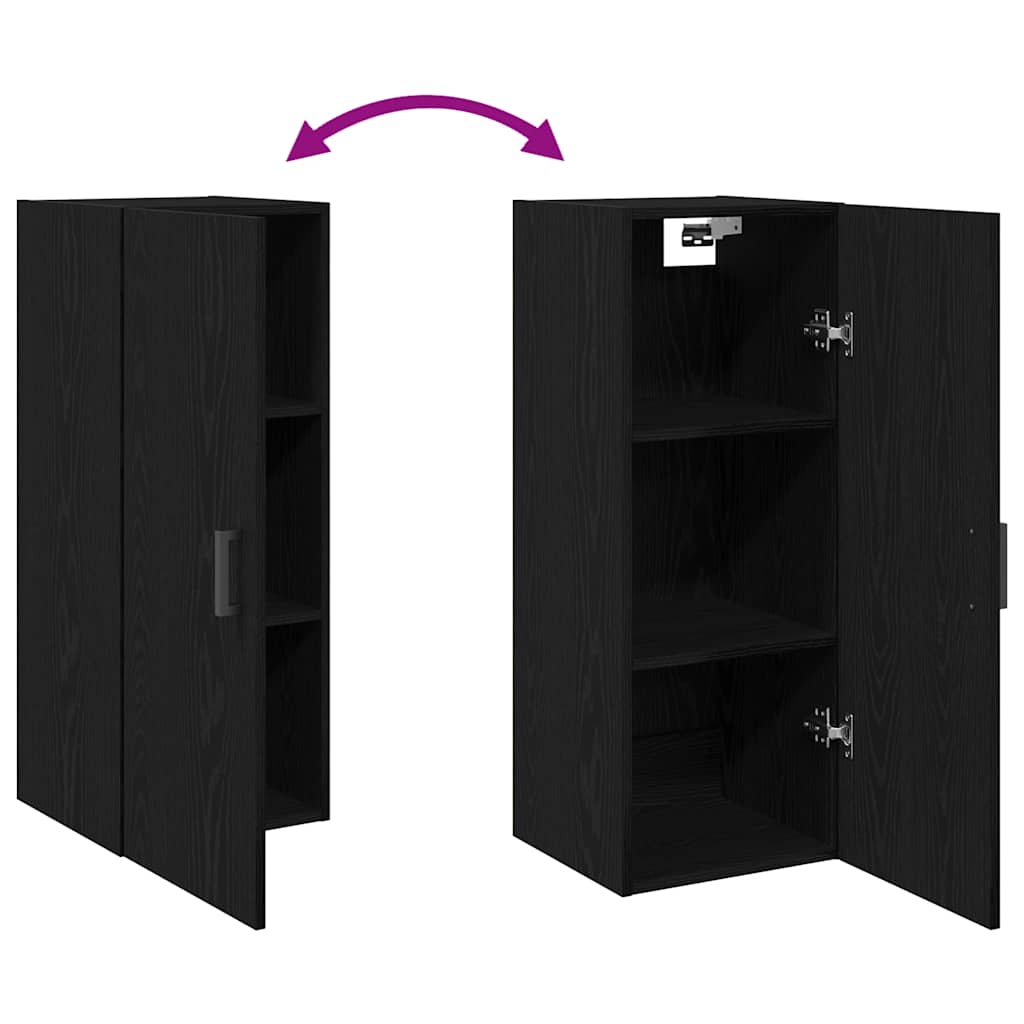 Wall Cabinet Black Oak 34.5 x 34 x 90 cm Engineered Wood