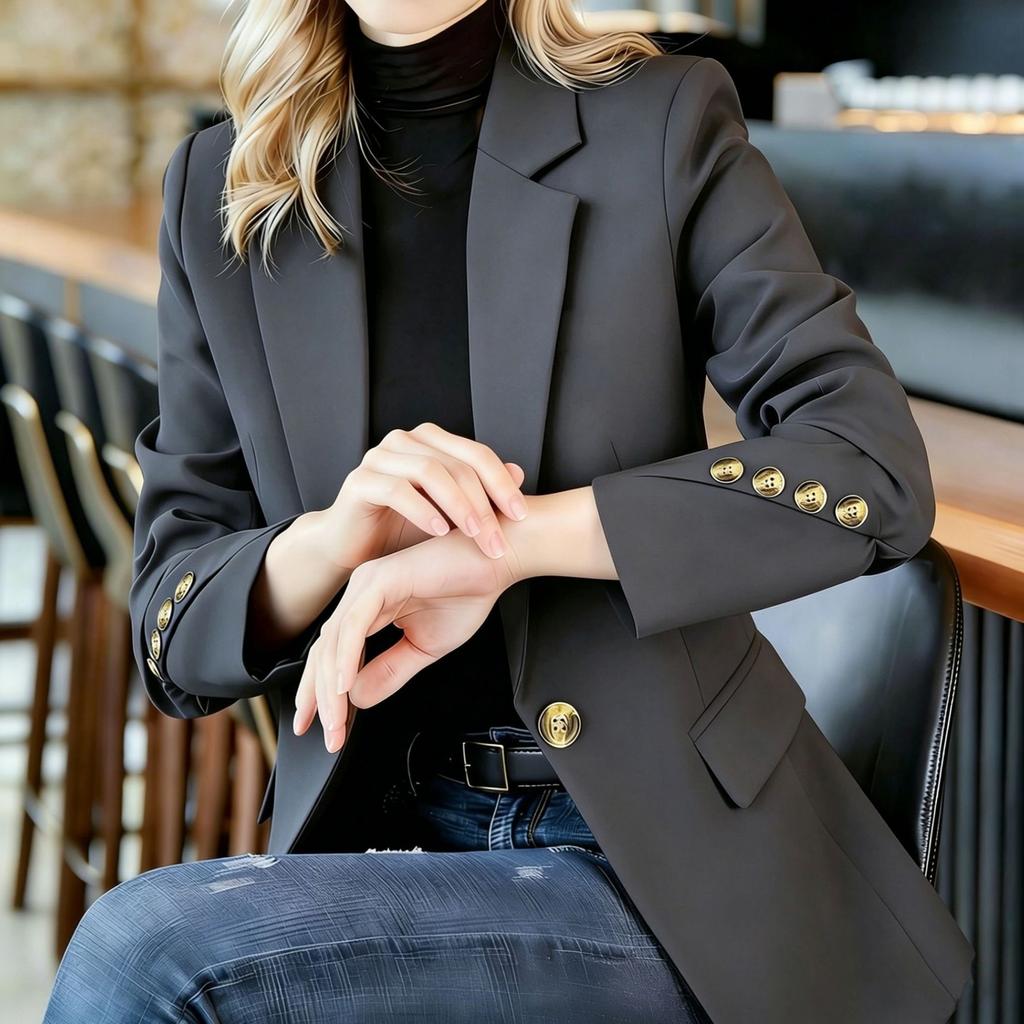 Women's Casual Slim Fit Jacket with Long Sleeves for and Everyday Wear