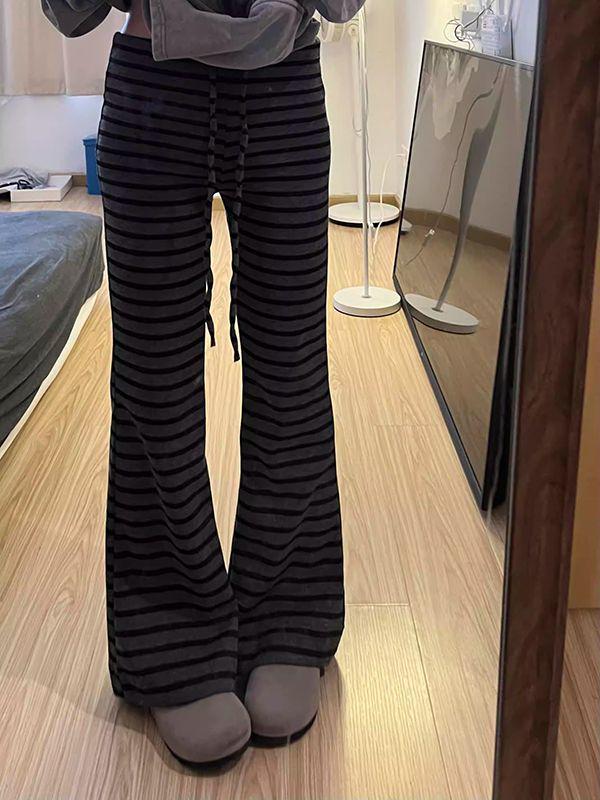 High-Waist Casual Gestreifte Slim-Fit Micro-Flare Hose für Damen - Herbst/Winter Stil