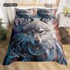 Set Copripiumino Matrimoniale per Bambini Adolescenti Microfibra Tema Animale Motivo Lupo delle Nevi Copripiumino Set Letto Stampato Animali Selvatici