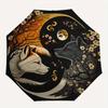 1pc Wolf Moon Automatic Open/close Folding Compact Umbrella, 8-Rib Sturdy Canopy, Lightweight Portable, Everyday Use, Gift,188