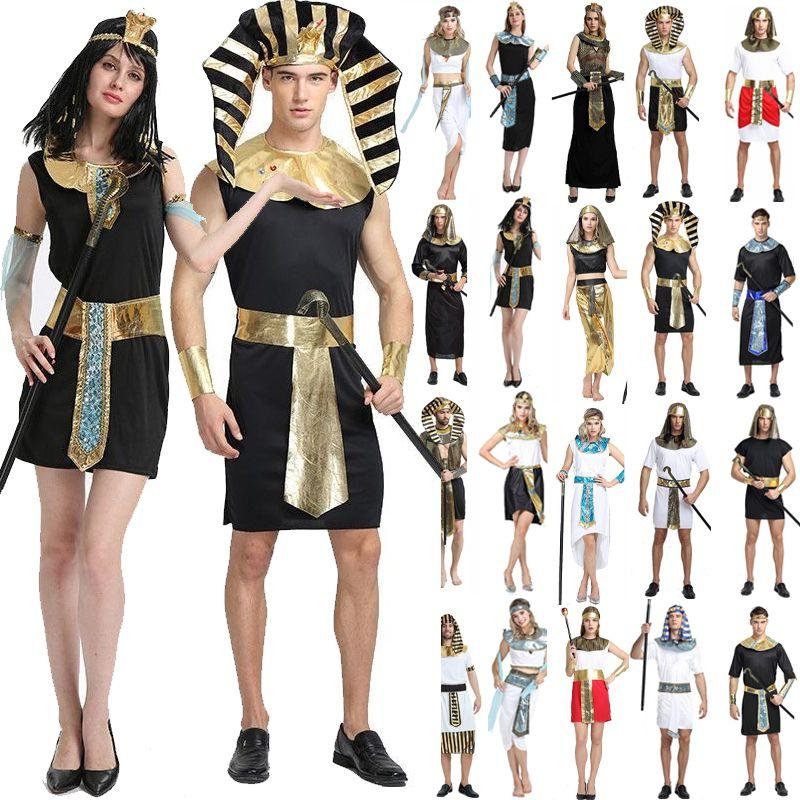 Deluxe Pharaoh Men Egyptian King Costume Desert Prince Queen Fancy Dress Cosplay