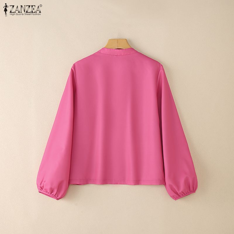 ZANZEA Women Casual V-Neck Floral Print Loose Long Sleeve Blouse