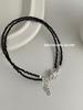 Su Chuang S925 Sterling Silver & Pearl Beaded Necklace with Black Spinel - Women's Light Luxury Clavicle Chain