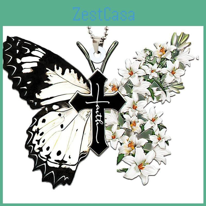 Charming Cartoon Butterfly Car Pendant Acrylic Keychain Festive Tree Decoration