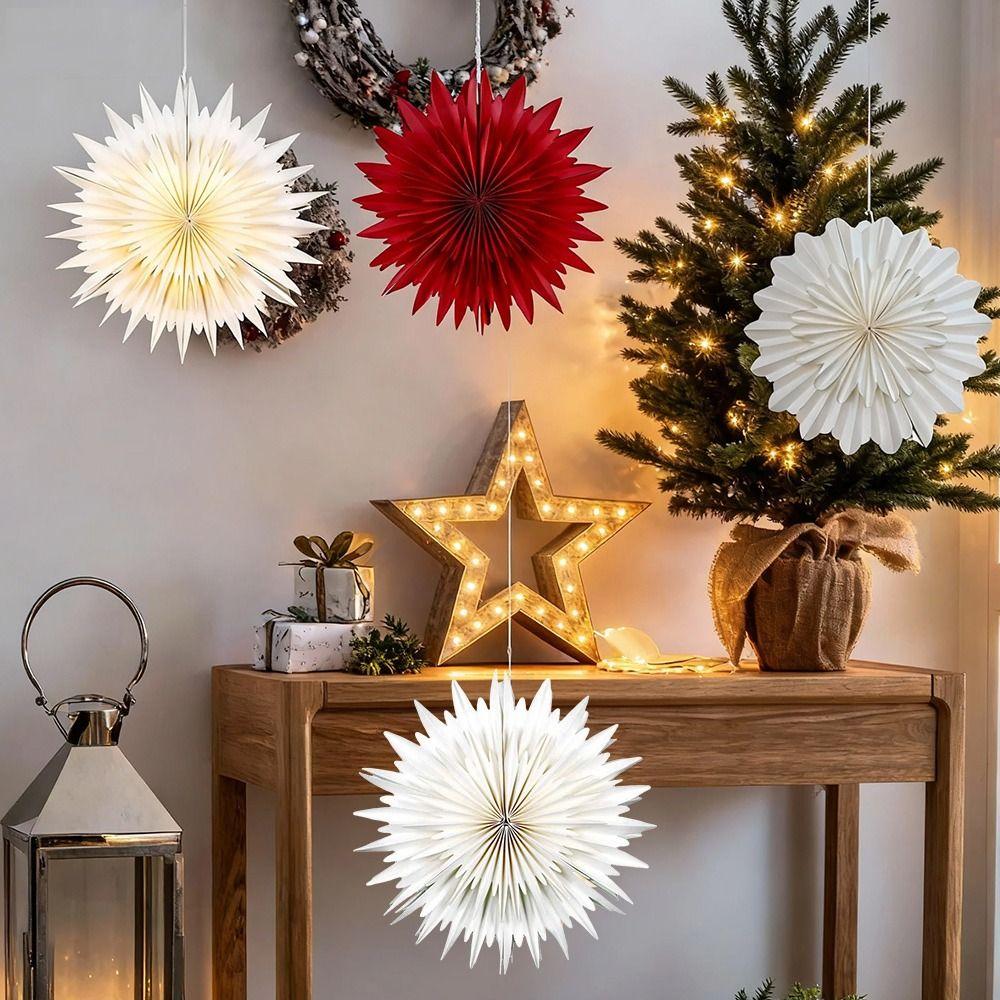 Paper 3D Paper Snowflake Sparkling Lights Ceiling Ornament Birthday Party Decorations