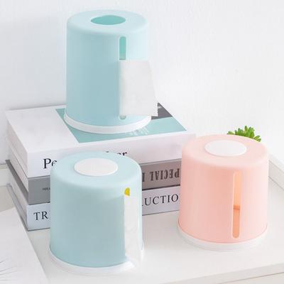 Cylinder Roll Tissue Box Solid Color Tissue Case Desktop Paper Drawer  Household Use