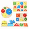 Montessori Puzzle dla Niemowląt Drewniane Dopasowywanie Kształtów i Kolorów Tablica do Zarysowywania Rękami Geometryczne Zabawki Poznawcze do Wczesnej Edukacji