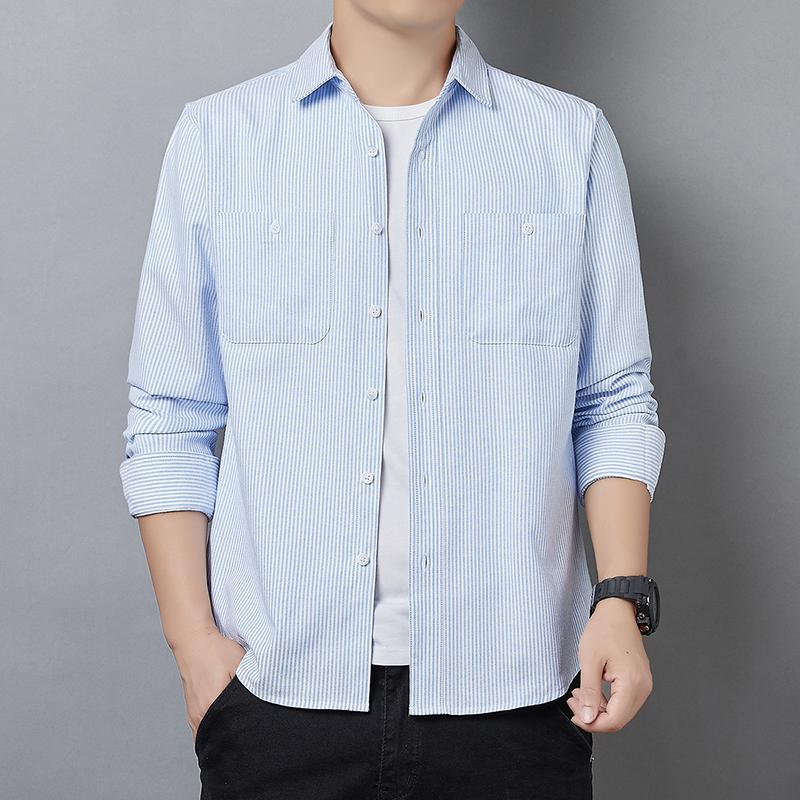 Men's long sleeved shirt Korean casual loose shirt men's coat