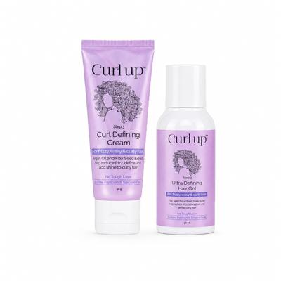 Combo Coiffant Curl Up Curl avec Crème Définition Boucles & Gel Ultra Définition | Pour Cheveux Secs, Frisés, Ondulés et Bouclés | Sans Sulfate, Sans Parabène et Sans Silicone