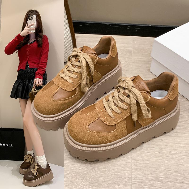 Muffin Platform German Training Shoes Women's Small Lightweight Low-top Board Shoes 2025 Autumn New Versatile Height-increasing Women's Shoes