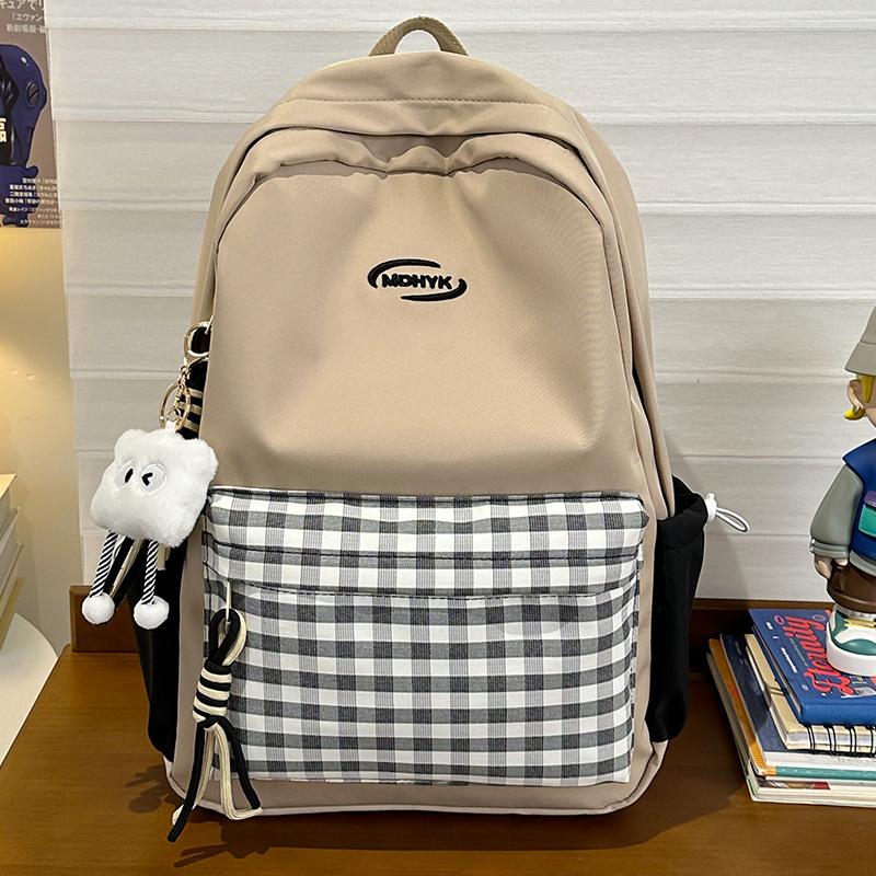 Children's school bag Elementary school girl Junior high school student plaid backpack Fashion backpack