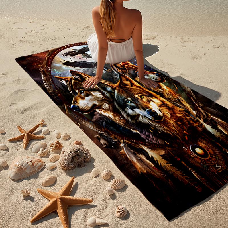 Wolf Pack Majesty Beach Towel, Super Soft Microfiber, Gift for Her/Him, Birthday, for Pool, Beach, Travel, Home Decor Fan gifts