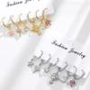 6Pcs/set Geometric Star Moon Rhinestones Hoop Earrings Sets for Women Colorful Zircon Earrings Jewelry Gift