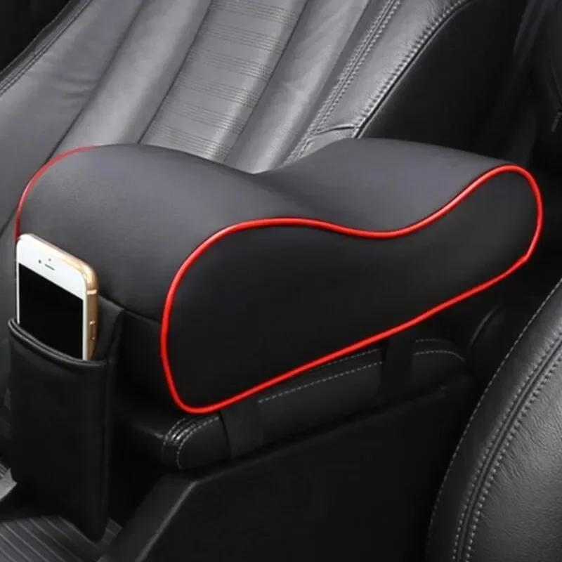 PU Leather Car Armrest Box Pad Cushion Auto Center Console Arm Rest Seat Box Heightening Soft Pad Hand Support with Storage Bags