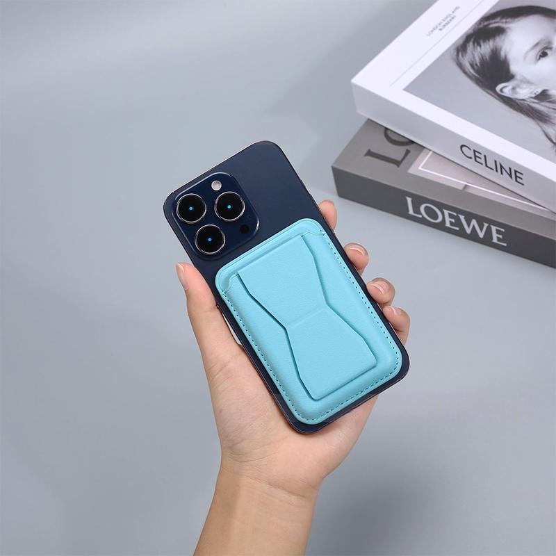 Universal Mobile Phone Stand Pu Leather Magnetic Wallet Case For Magsafe Magnetic Card Holder Pocket Cover With Bracket Card Bag