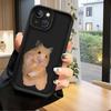 Cute Hamster Print Black Phone Case Suitable for iPhone 17 16 15 14 13 12 11 Pro/ Max /Plus Anti-fall and Shockproof