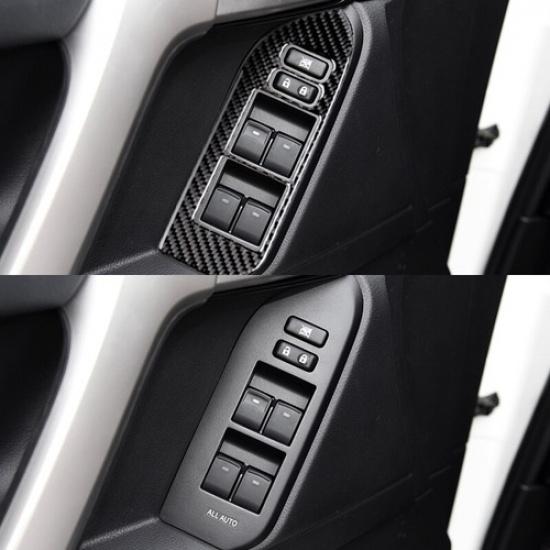 Carbon Fiber Window Switch Panel Cover Trim For Toyota Land Cruiser Prado 10-18