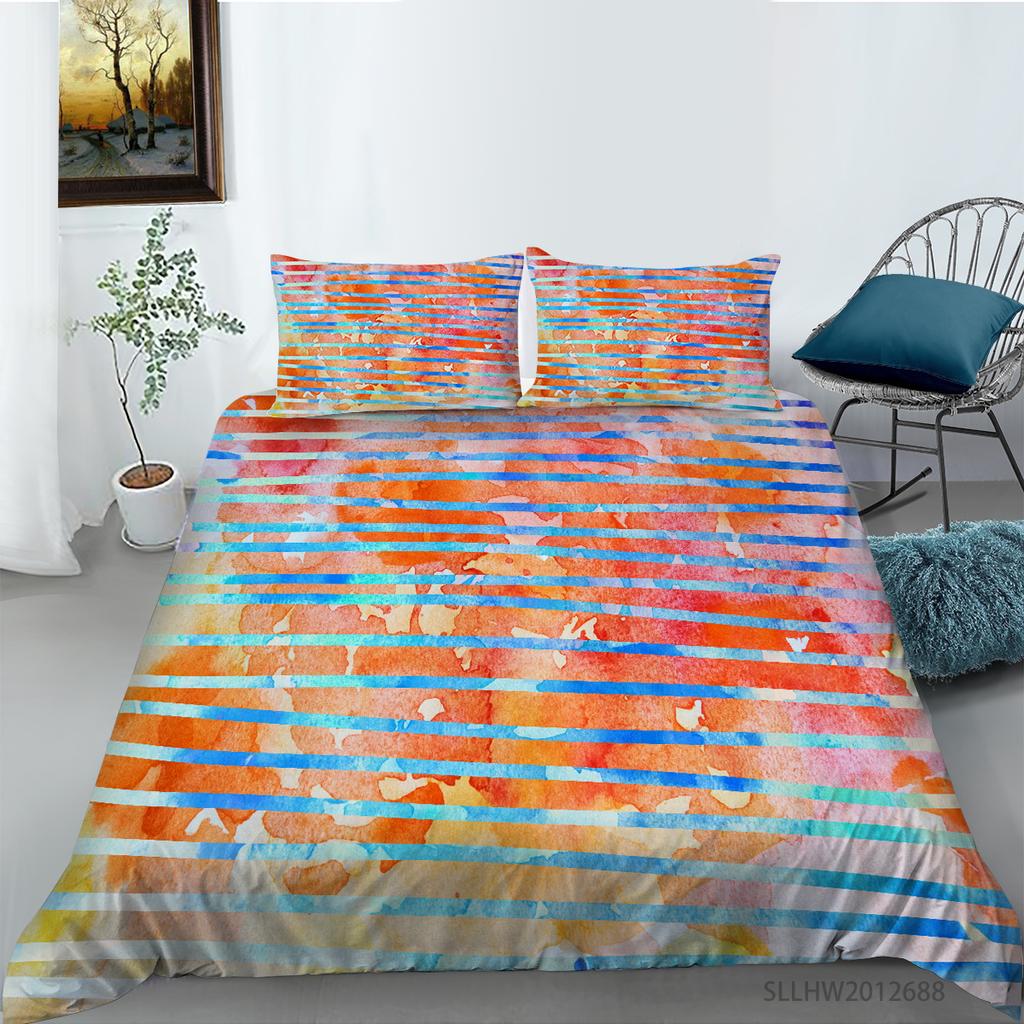 3D-Farbmuster-Grafikdruck-Bettwäsche, Einzelbett, Doppelbett, volle Größe, Vintage-Muster, Kissenbezug und Bettbezug, 2 oder 3 bequeme Heimdekoration