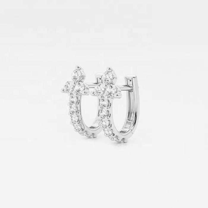 Elegant Women Jewelry 14K Solid Rose Gold Classic Hoops Earring Multi-Shape Lab Diamond Hoop Earrings