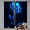 Flat Printing Curtain Cosmic Blue Rose Digital Printed Polyester Drapes Seasonal Party Holiday Decor Use Yard Set Of 2 Made Washable