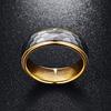 Silver-Gray Matte Hexagonal Tungsten Steel Ring with Gold-Plated Interior (8MM Wide) Men's Size