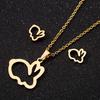 2025 New Wholesale Animals Gold Color Smooth Zircon Set For Women Elephant Necklace And Earring Set Cute Accessories Gift Sets