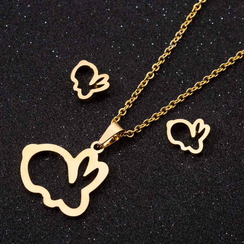 2025 New Wholesale Animals Gold Color Smooth Zircon Set For Women Elephant Necklace And Earring Set Cute Accessories Gift Sets