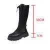 Frauen Frühling Pu Leder Kniehohe Stiefel Frauen Punk Lange Weibliche Schnürung Cuissarde Zip Schwarz Damen Schuhe Chelsea Stiefel