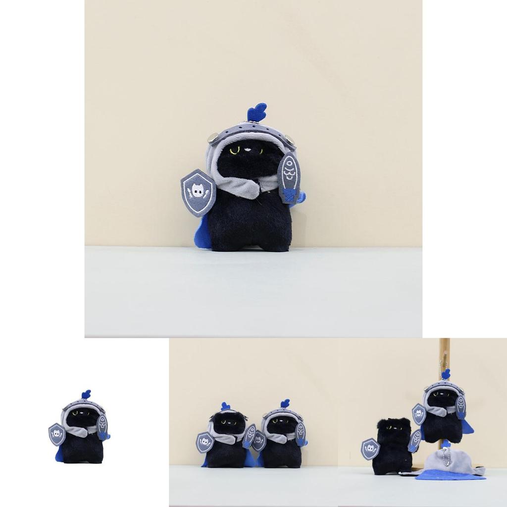 Adorable Knight Cat Plush Toy Cute Cartoon Keychain Soft Pp Cotton Doll Accessory