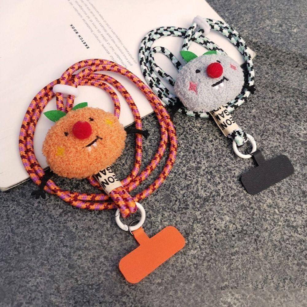 Cute Colorful Phone Lanyard Detachable Cartoon Animal Crossbody Shoulder Rope with Clip Anti-lost Wrist Strap Outdoor