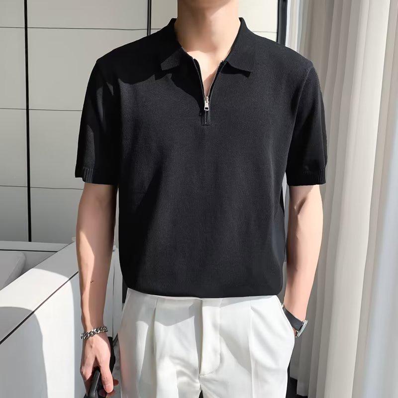 Men's Summer Casual Polo Shirt - Solid Color, Lightweight, Loose Fit, Lapel, Short Sleeves