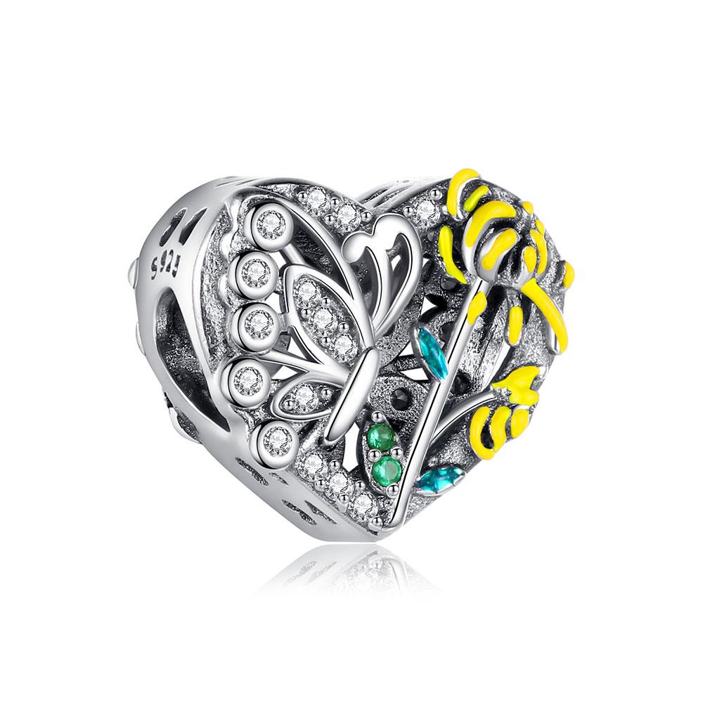 Popular Copper Rose Heart Shape Beads & Scorpio Dangle Charm Fits Bracelet Exquisite Necklace Women'S Jewelry Gifts