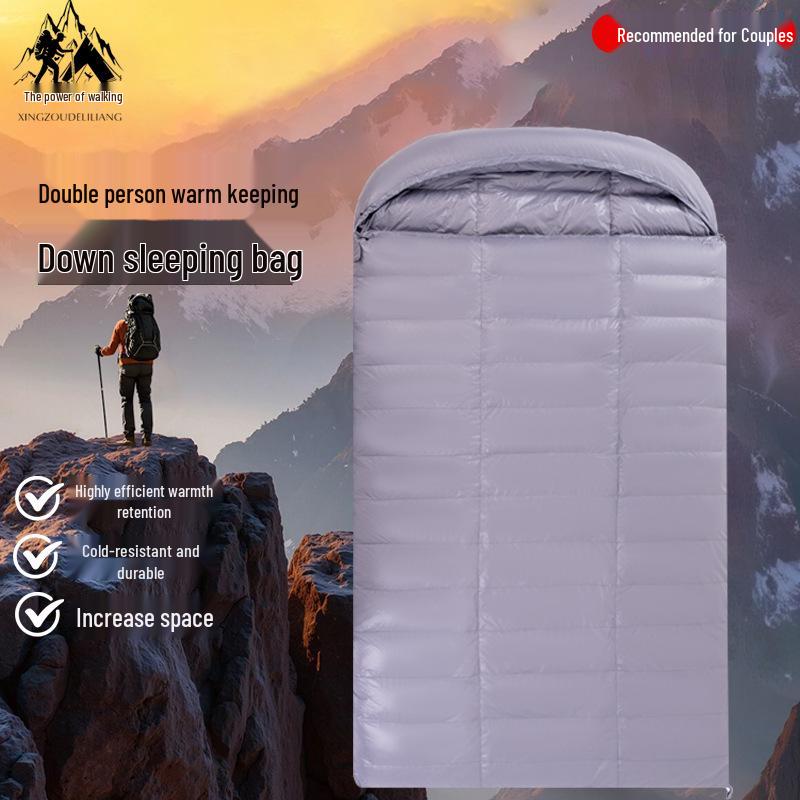 50% Duck Down Ultra-Light Double Sleeping Bag for All Seasons - Perfect for Outdoor Couples