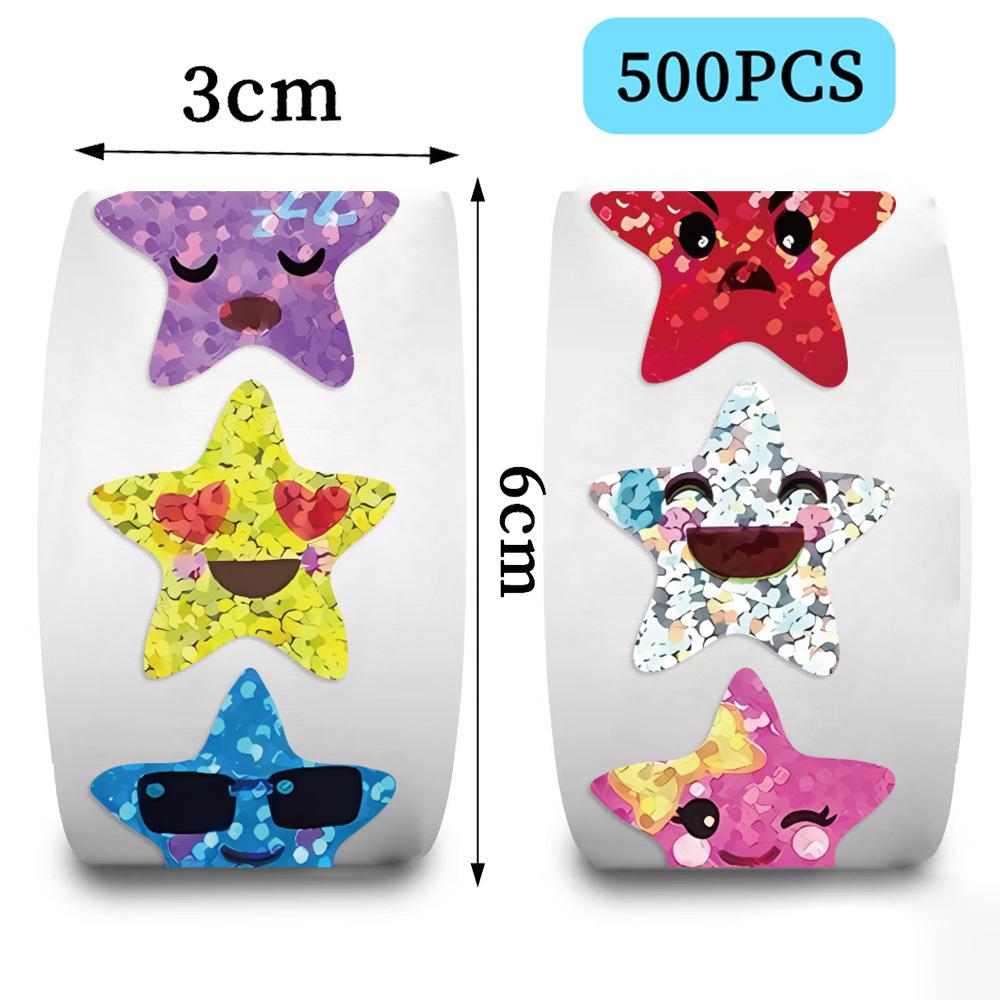 500 Pictures/roll Roll Sticker Tape Star Reward Sticker Hand Account Material Decorative Envelope Seal Sticker