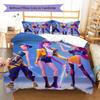 Kpop Dämonenjäger Muster Bettwäsche, Steppbett Set Steppbettbezug Kissenbezug Zuhause Geburtstagsgeschenk (1 Bettbezug + 2 Kissenbezüge, ohne Füllung)
