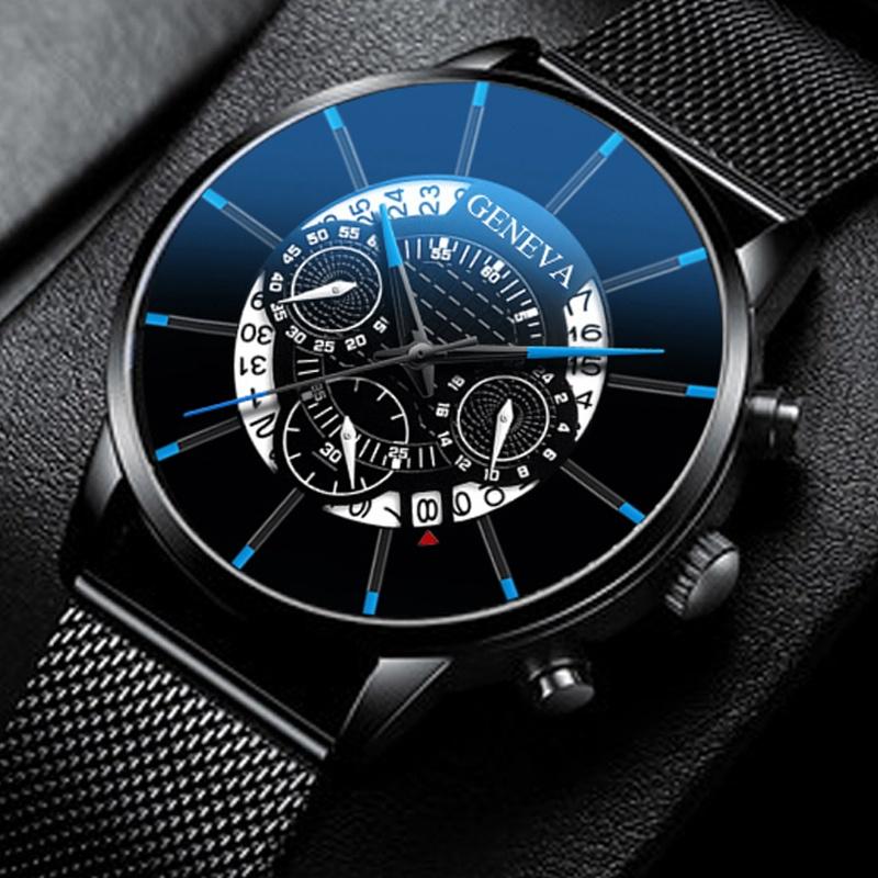 New Geneva Watch Men Watches Stainless Steel Calendar Quartz Wristwatches Men Sports Watches Reloj Hombre Relogio Masculino