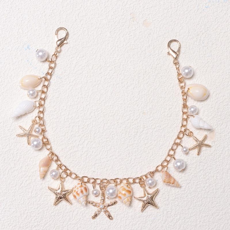 Lightweight Bag Accessory Shell Starfish Imitation Pearls Key Ring For Purse Or Phone Handmade Purse Accessories
