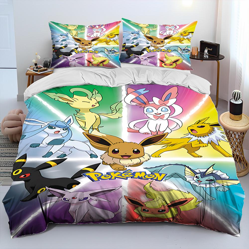 3D Cartoon Pikachu Pokemon Monster Bettdecke Bettwäsche Set Bettbezug Bett Set Steppdecke Bezug Kissenbezug Queen Bettwäsche Set Erwachsene Kinder