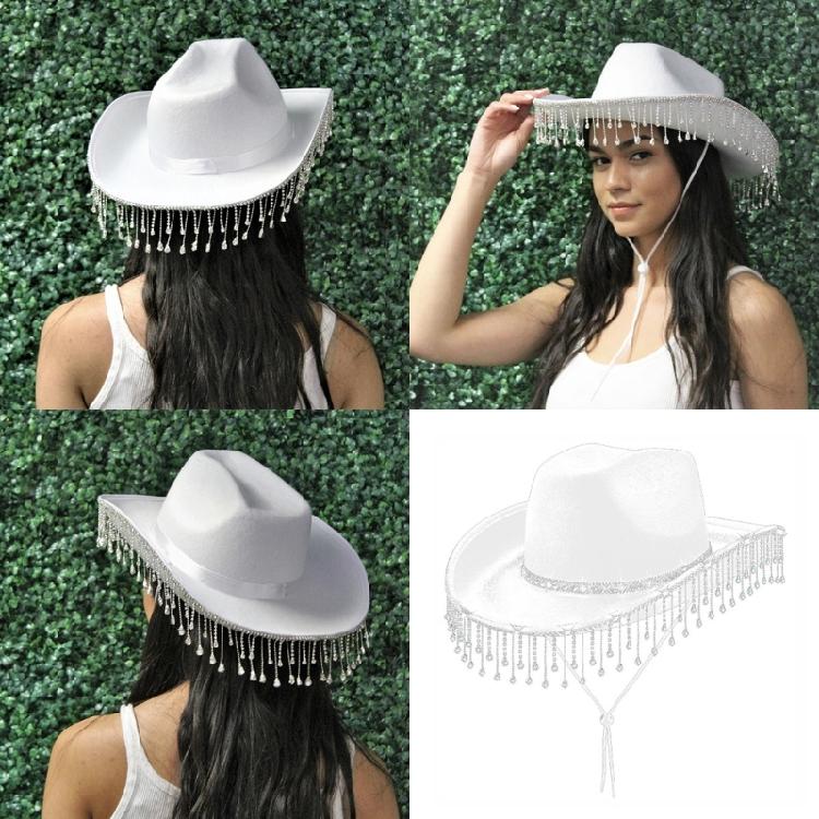 Gleaming Bride Hat Sparkly Cowboy Hats Rhinestones Panama Hat for Party