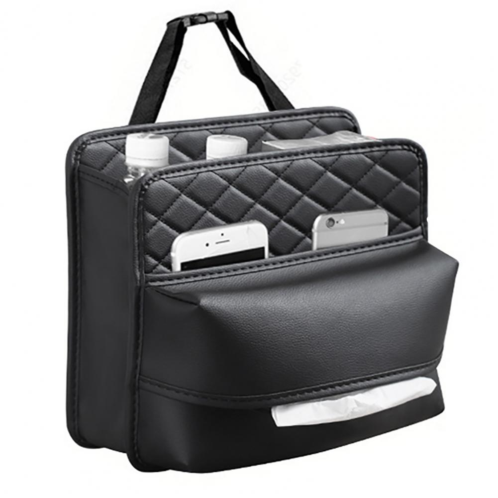 

Кожаная вешалка для сиденья автомобиля, сумка для хранения, роскошный держатель для автомобильной сумки между сиденьями, карманы для бумажных платков, стаканов с водой, укладка, уборка