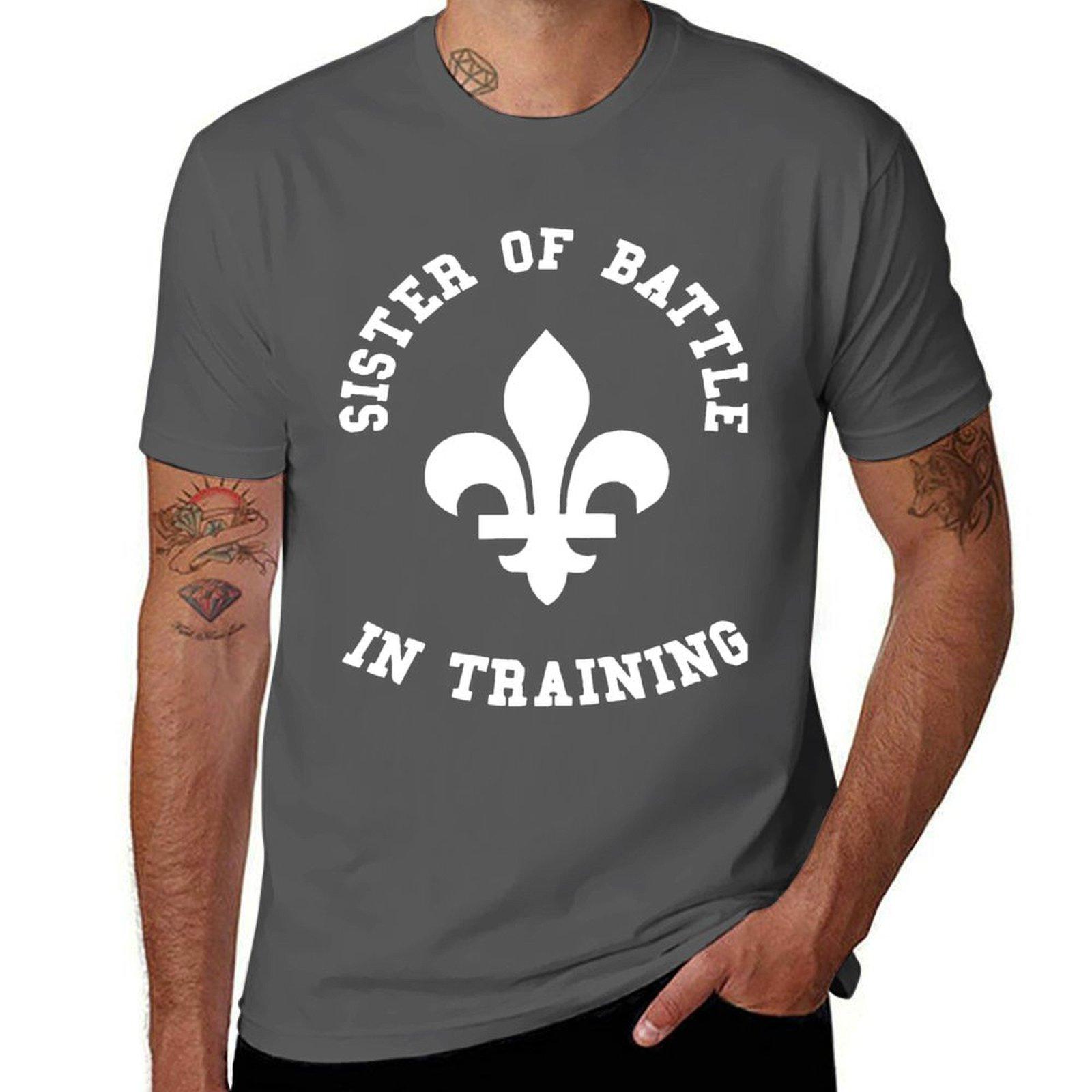 

Sister of Battle in Training Shirt White on Black T-Shirt t shirts for man graphic tees cotton tshirt 100% man tshirt T-Shirt 4XL