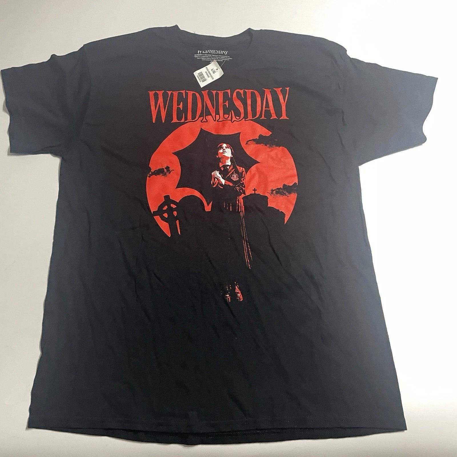 Wednesday Unisex Tee Adult Cotton Shirt Black Short Sleeve T Shirt Sz L NWT XL