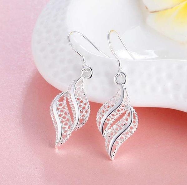 

Elegant Geometric 925 Silver Hollow Drop Earrings for Women