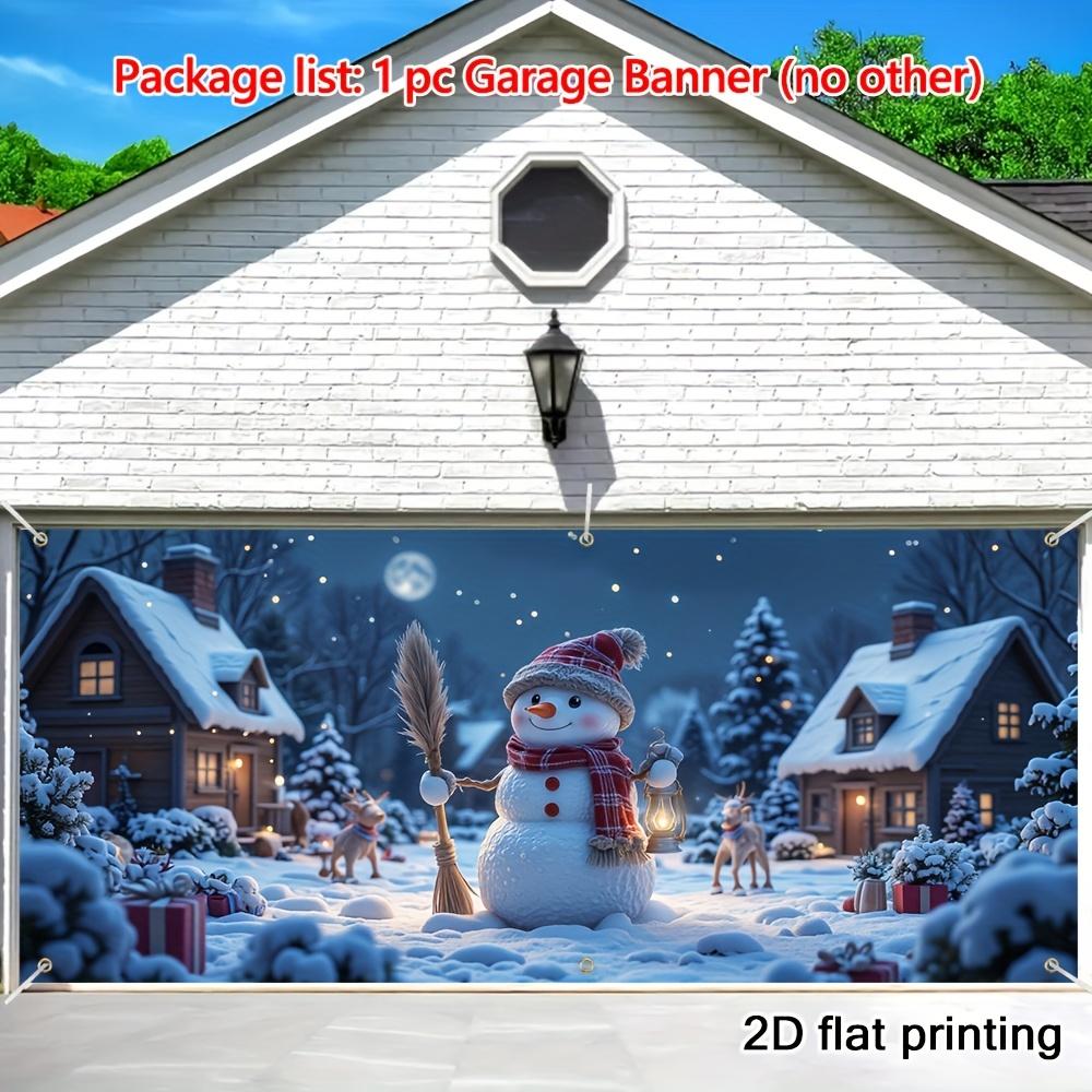 1 piece holiday snowman scene garage door flag - easy to install modern outdoor design suitable for home and party decoration