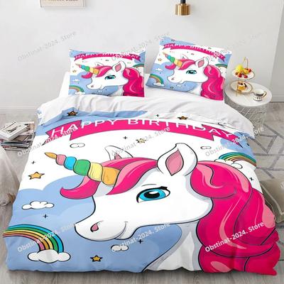 Set Copripiumino Unicorno Singolo Matrimoniale Twin Size Decorazione Casa Per Bambine Bambini Adulti Carino Biancheria da Letto Unicorno Set Biancheria da Letto Kawaii