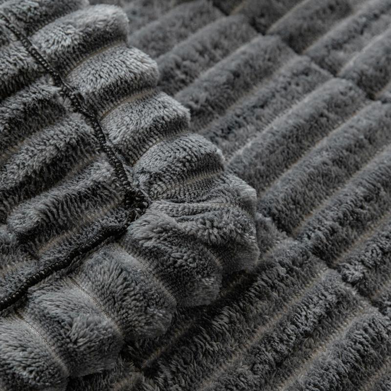 Thicken Stripe Flannel Quilting Anti-Slop Sofa Cover, Simplized Design Sofa Seat Pad Multiuse Washable Sofa Towel